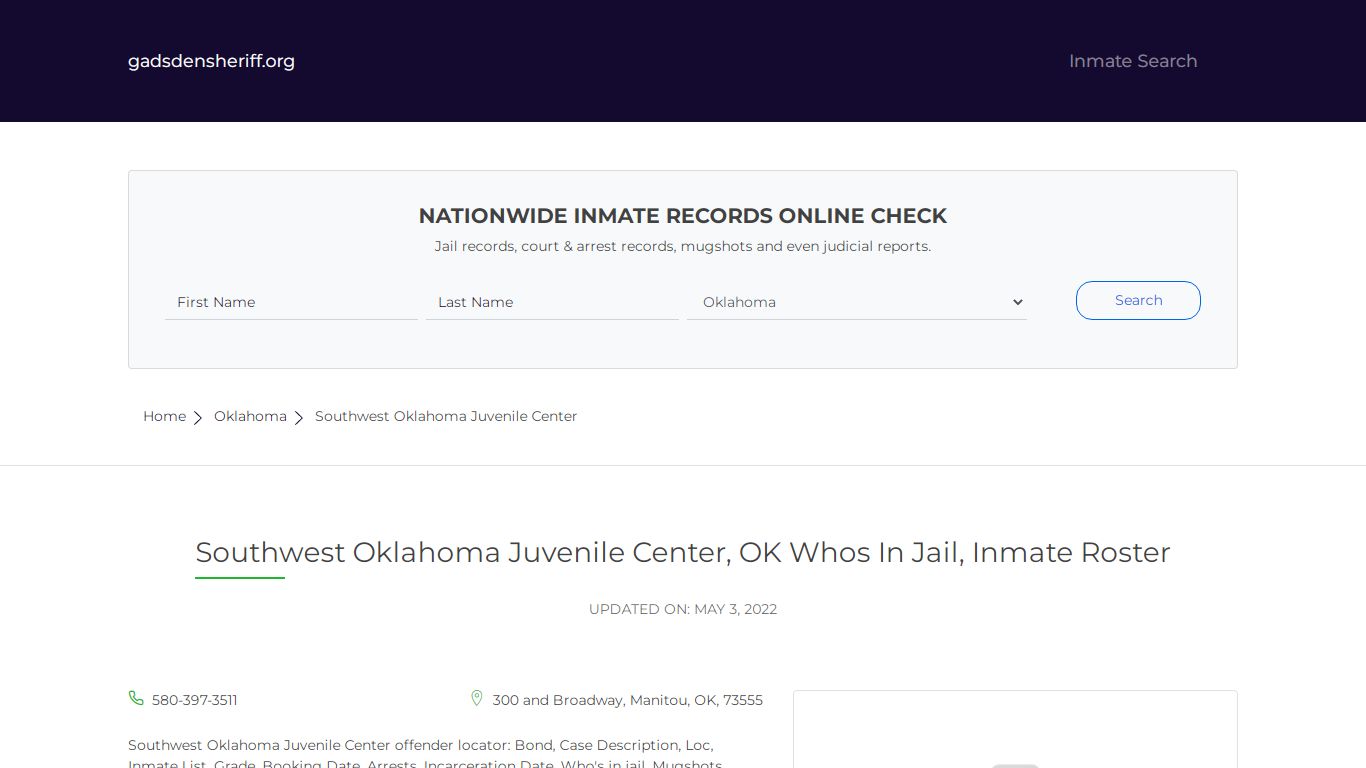 Southwest Oklahoma Juvenile Center, OK Whos In Jail ...